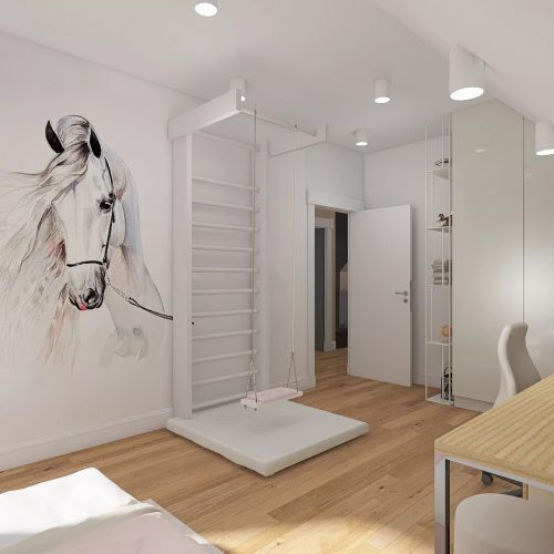 Minterior miszczyk interior projektowanie wnetrz pokoj dziewczynki fototapeta z koniem