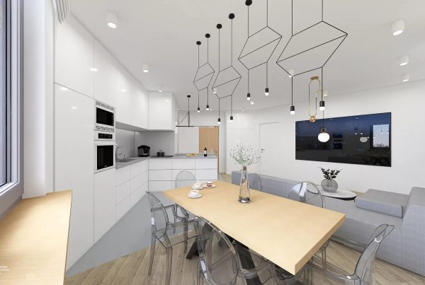 minterior miszczyk interior projekt salonu z kuchnia  minimalizm