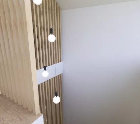 projekt wnetrza malego domku styl loftowy minterior klatka schodowa